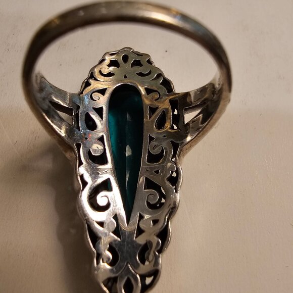 Artisan Crafted by Robert Manse SS & 18K Lab Emerald Ring, size 10 - Picture 3 of 5